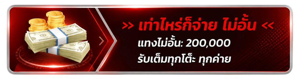 เท่าไหร่ก็จ่าย ไม่อัน แทงไม่อั้น 200,000 รับเต็มทุกโต๊ะ ทุกค่าย